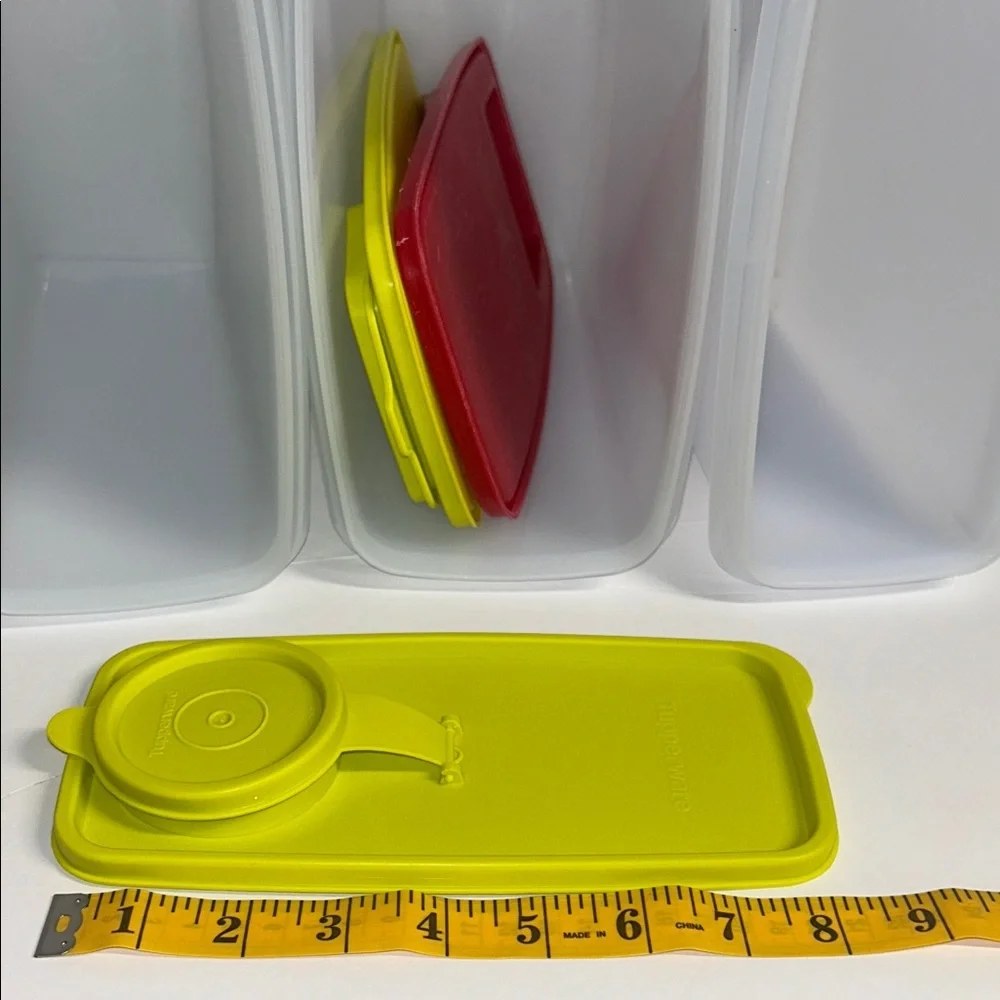 Tupperware Frosted Containers with Red and Green Lids